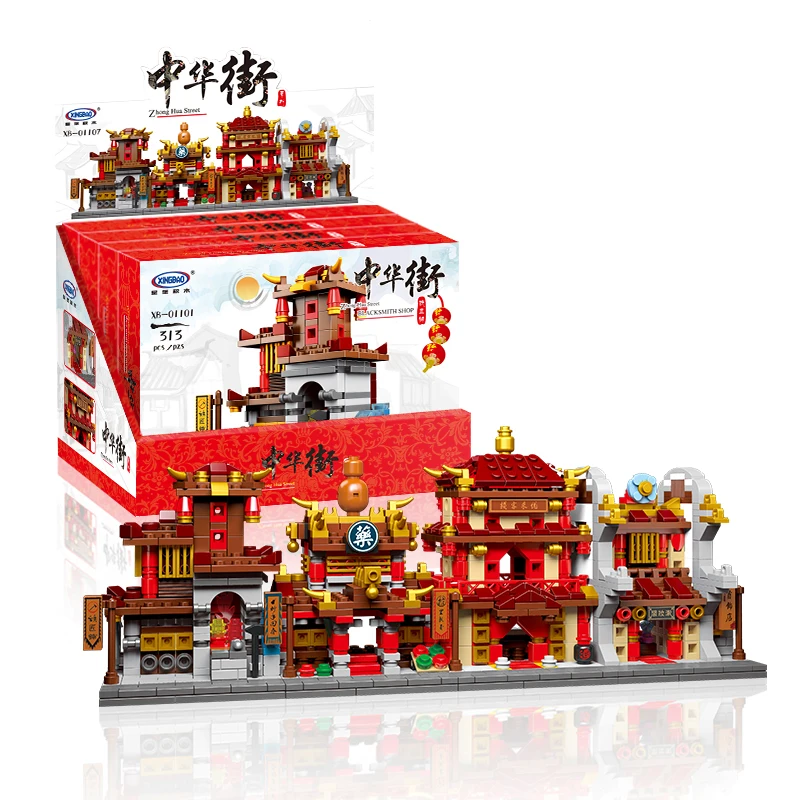 kf HTB1XouwpntYBeNjy1Xdq6xXyVXaQ XingBao 01101 Building Blocks Zhonghua Stree China Inn Jewelry Shop Blacksmith Shop Pharmacy Building Bricks Blocks - XINGBAO Blocks